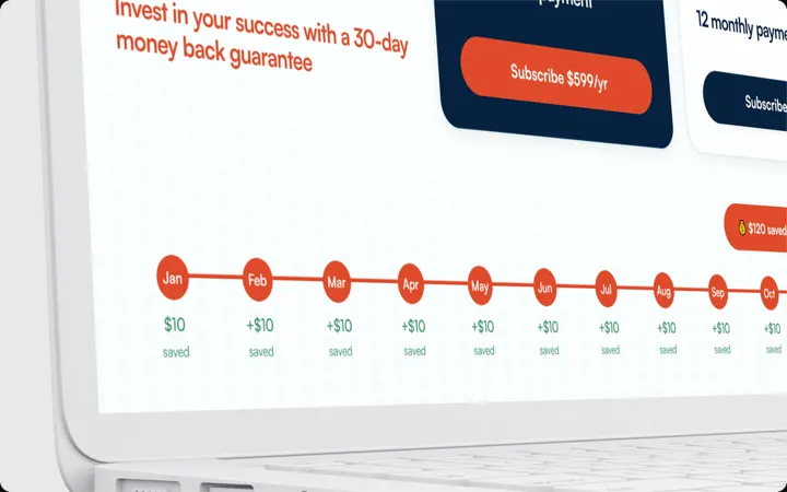 Savings indicator on the subscription page