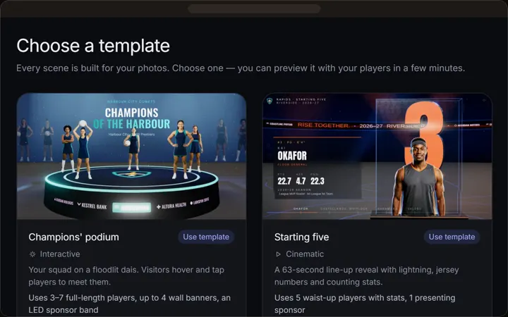 Studio: choose a template