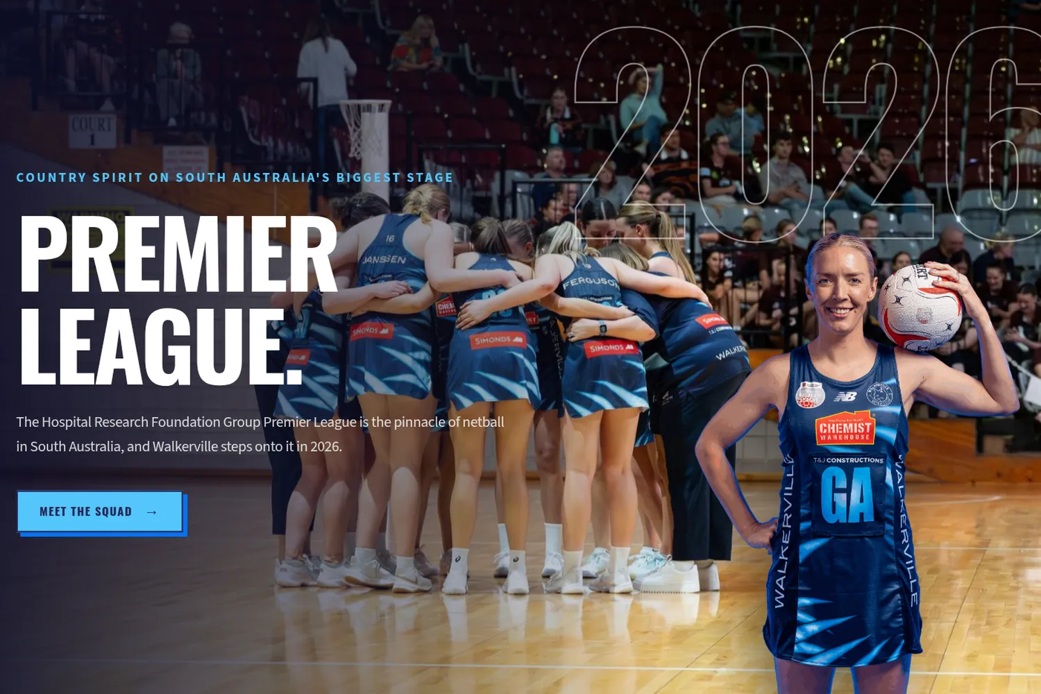 Walkerville Netball Club website on a large screen