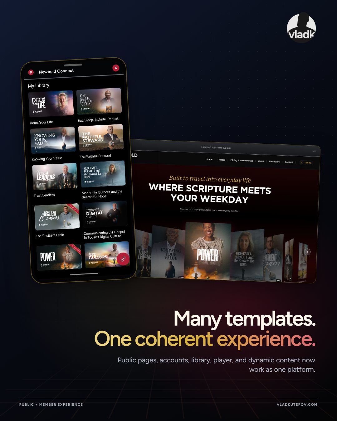 Many templates, one coherent experience: member library and public pages