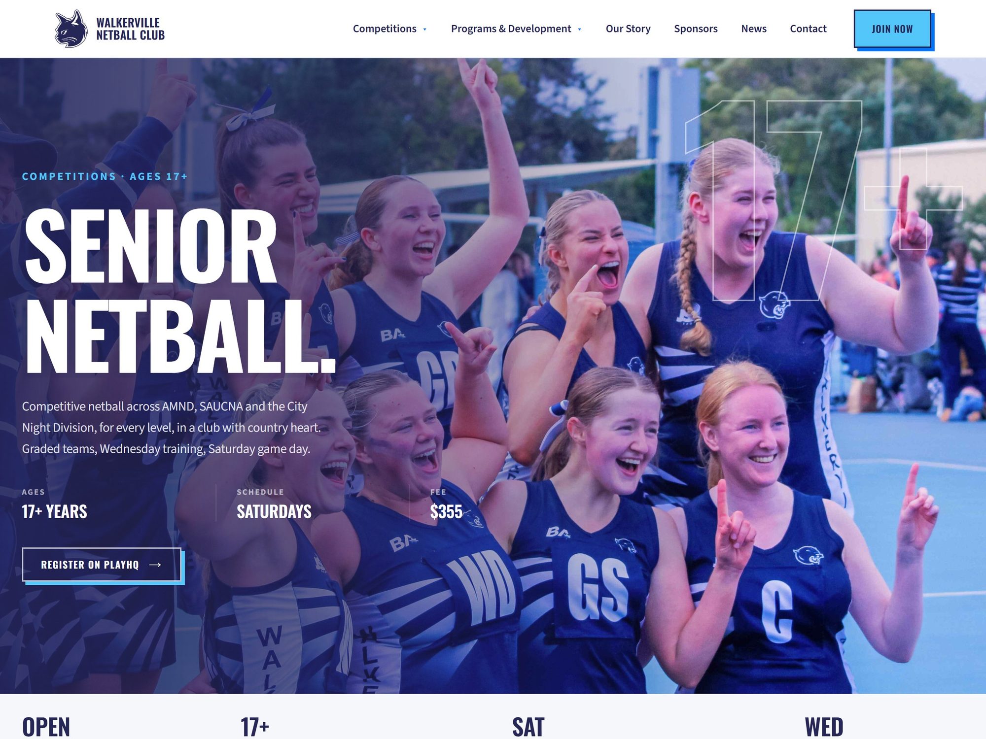Senior netball programme page hero